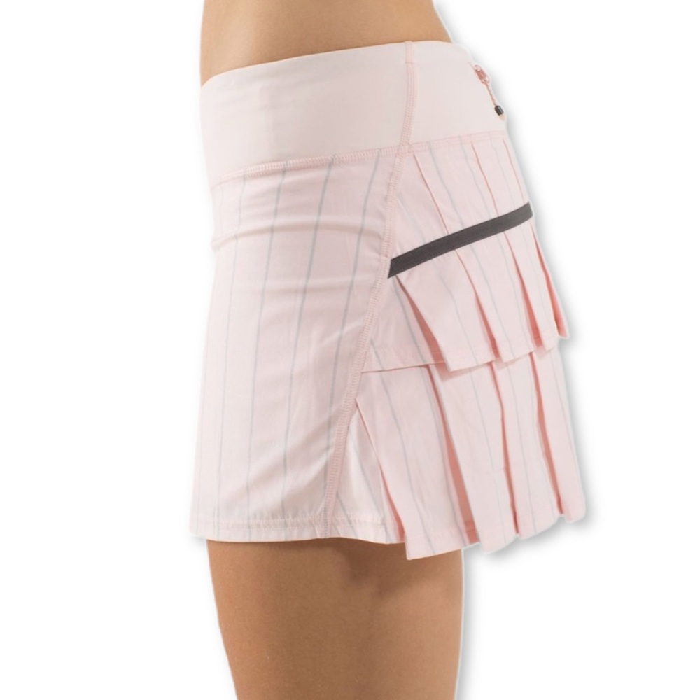 EUC lululemon athletica Light Pink Pleated Tennis Skort with Gray Stripe - Picture 3 of 11